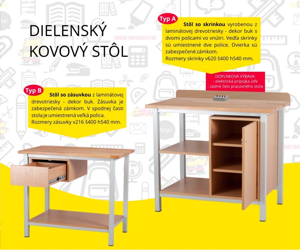 Dielenský kovový stôl